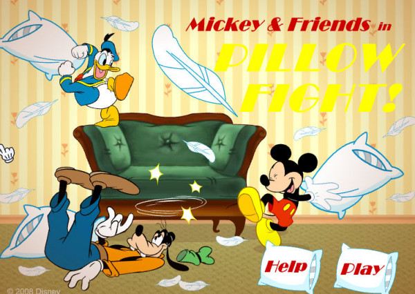 미키와_친구들_베개_싸움하기게임_Mickey_And_Friends_in_Pillow_Fight_플레이_화면